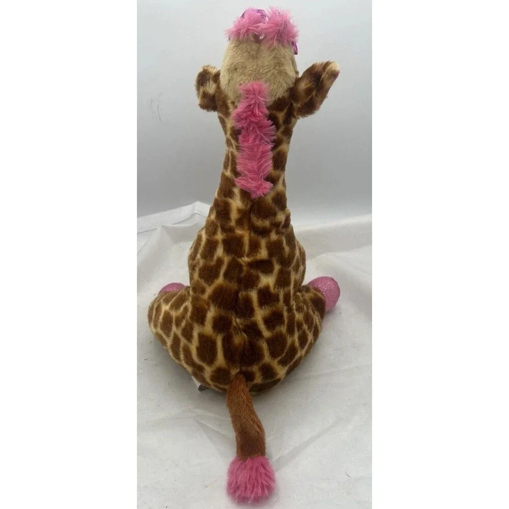 Girlz Nation Giraffe Plush 13” Brown Pink Stuffed Animal Soft Toy